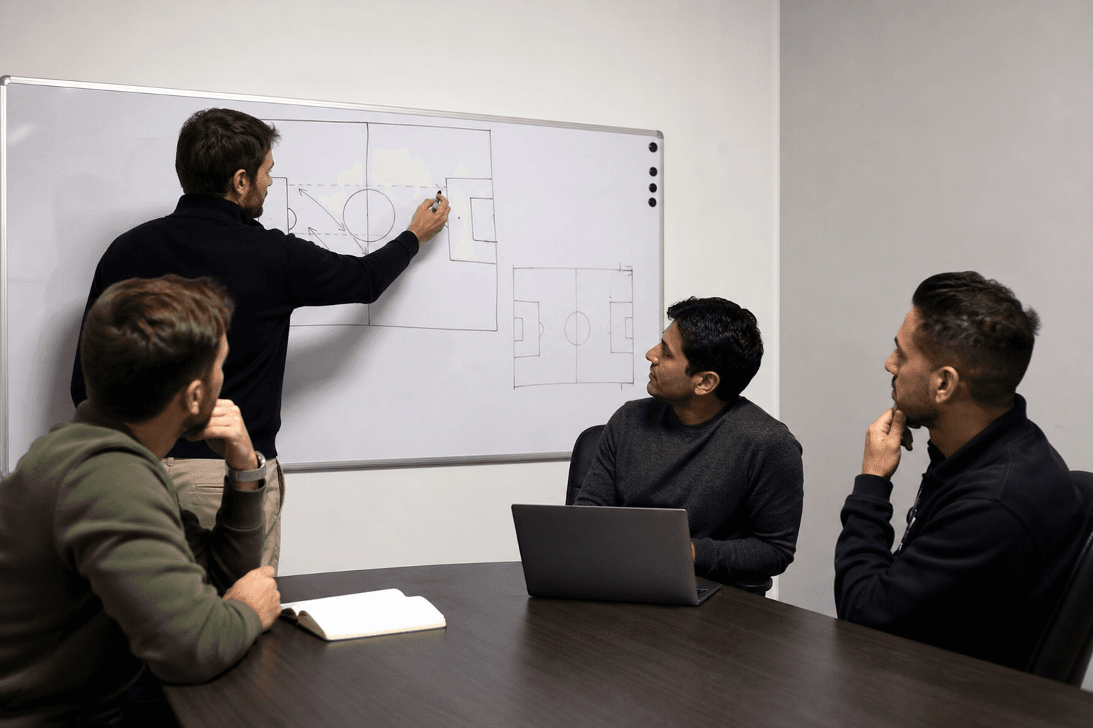 Academy staff planning player groups and development priorities